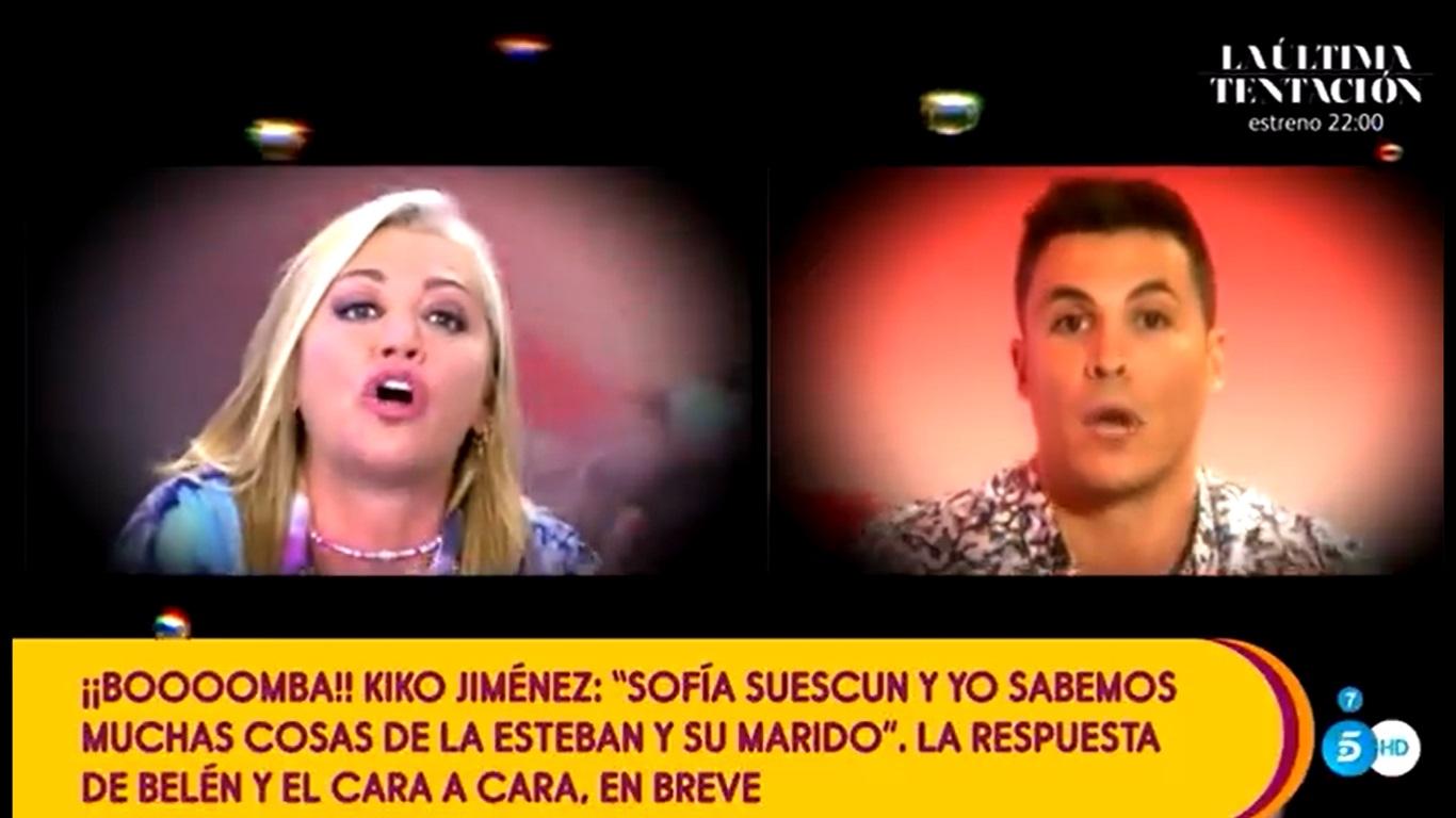 Belén Esteban y Kiko Jiménez discuten en directo en 'Sálvame'. Telecinco.