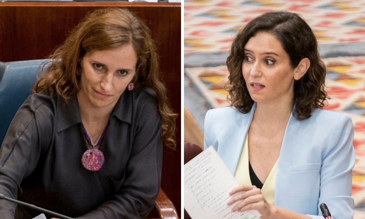 Mónica García e Isabel Díaz Ayuso en la Asamblea de Madrid