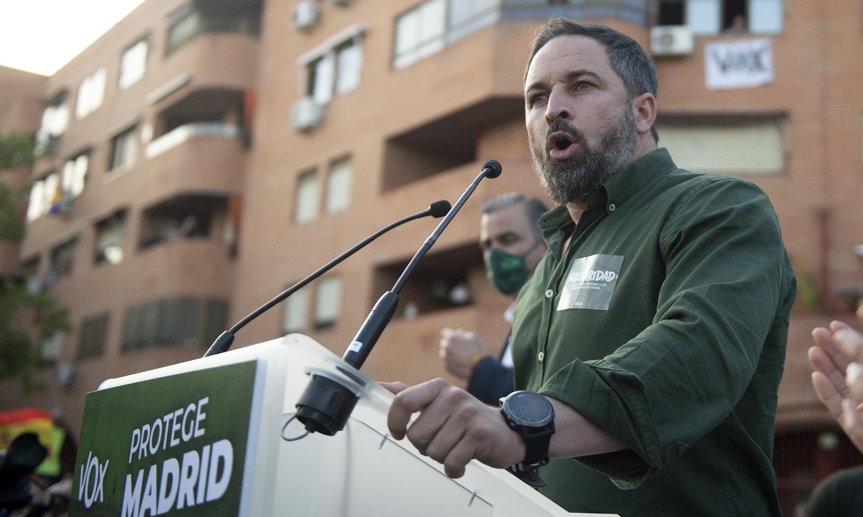 Santiago Abascal, en el último acto de Vox en Vallecas. EP