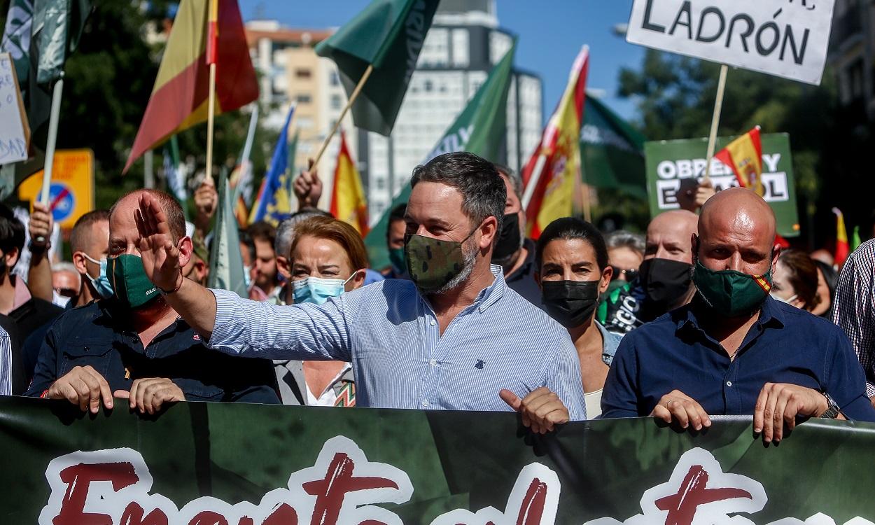 Santiago Abascal,  líder de Vox, participa en la manifestación del Sindicato Solidaridad. EP