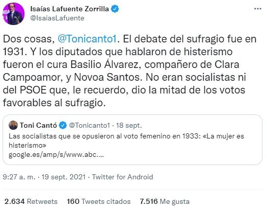 Zasca de Isaías Lafuente a Toni Cantó