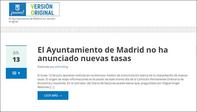 El Ayuntamiento de Madrid estrena su ‘web de la verdad’