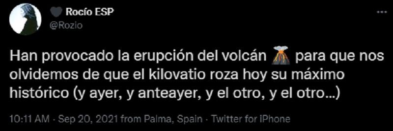 Una usuaria de Twitter dice que han provocado el volván de La Palma Una usuaria de Twitter dice que han provocado el volván de La Palma