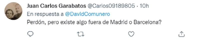 Un usuario critica que sólo se hable de Madrid o Barcelona Un usuario critica que sólo se hable de Madrid o Barcelona