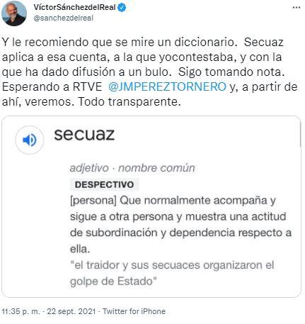 Víctor Sánchez del Real, tras amenazar a Rubén Sánchez a través de Twitter