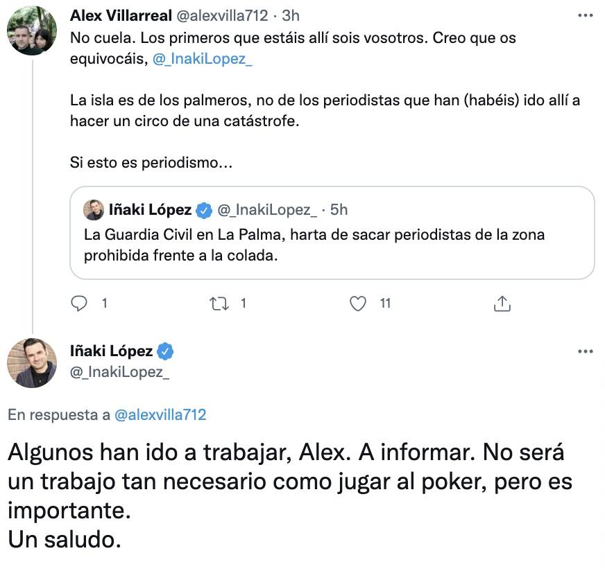 Tuit de Iñaki López sobre La Palma