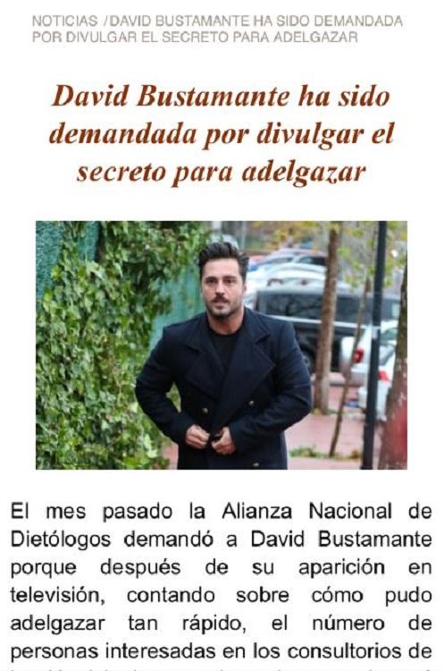 Captura de la estafa que usa la imagen de David Bustamante Captura de la estafa que usa la imagen de David Bustamante
