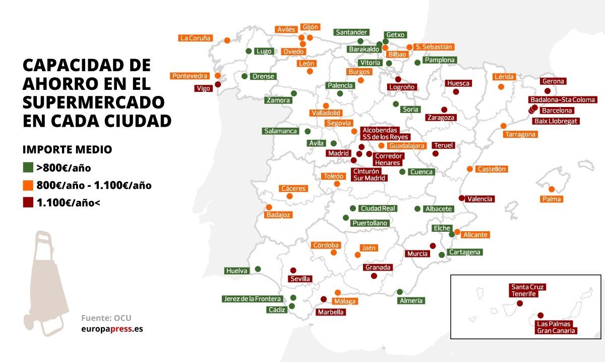 Lista de supermercados más baratos y caros de España en 2021, según la OCU