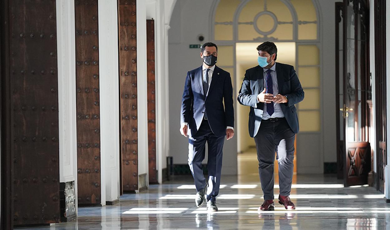 Juan Manuel Moreno y Fernandoz López Miras, en el alacio de San Telmo.