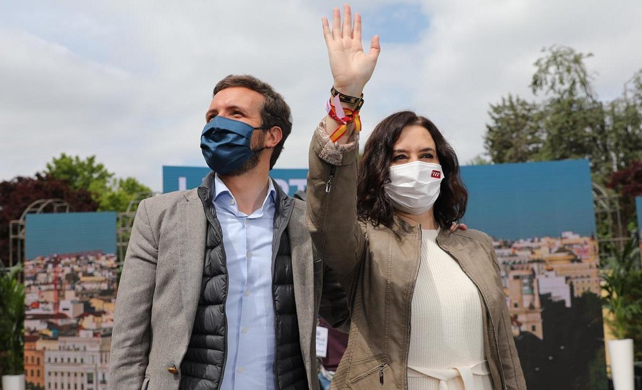 El líder del PP, Pablo Casado, y la presidenta regional de Madrid, Isabel Díaz Ayuso. Twitter