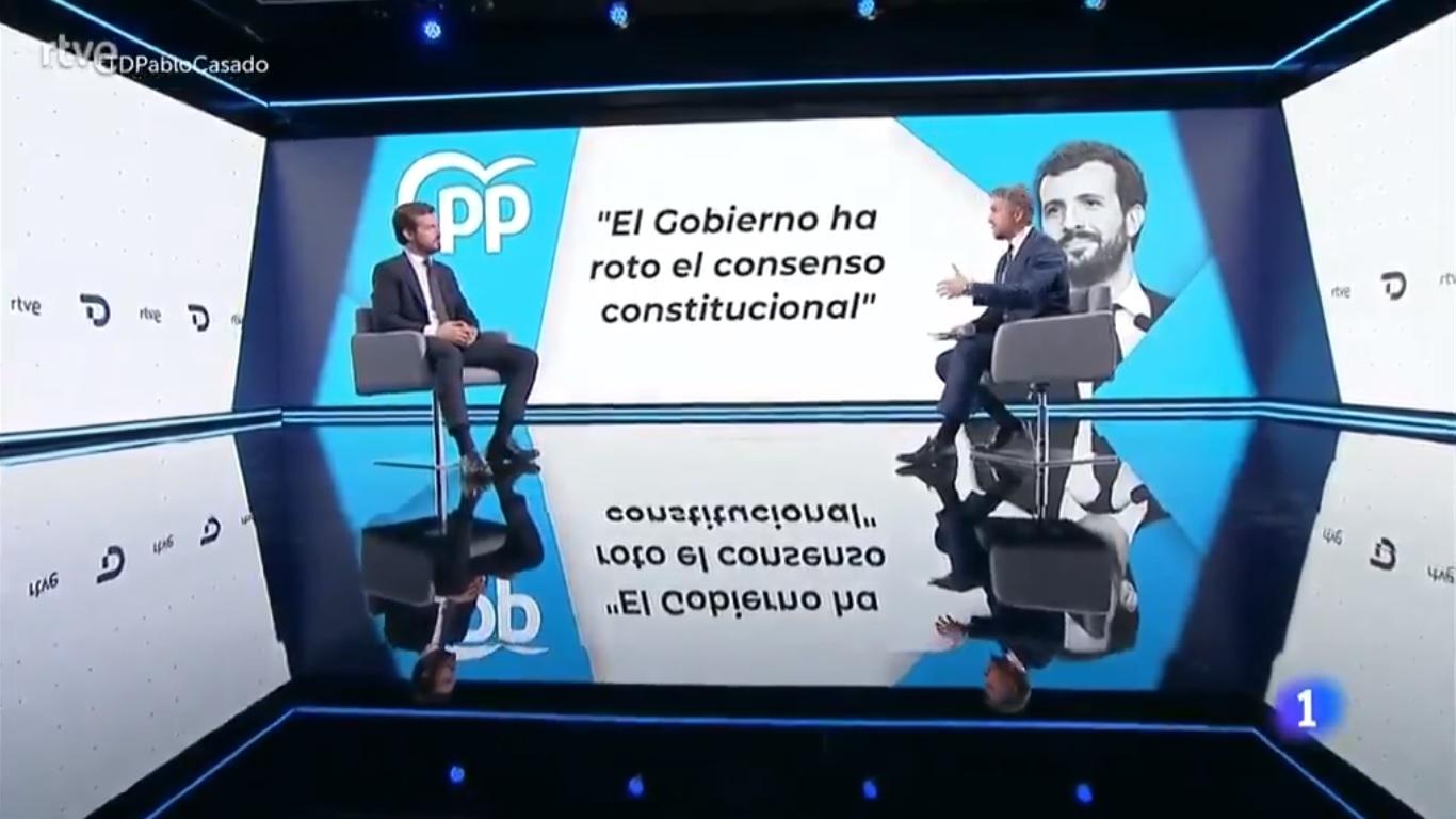 Pablo Casado en el 'Telediario'. RTVE.
