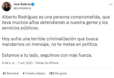 Ione Belarra da su apoyo a Alberto Rodríguez tras ser condenado por agredir a un policía