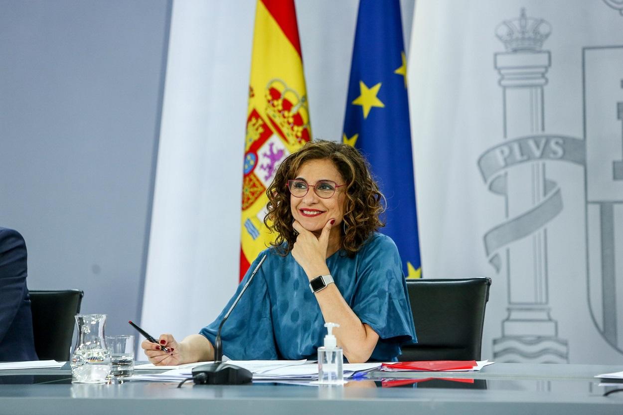 La ministra de Hacienda, María Jesús Montero, en una rueda de prensa anterior. Europa Press