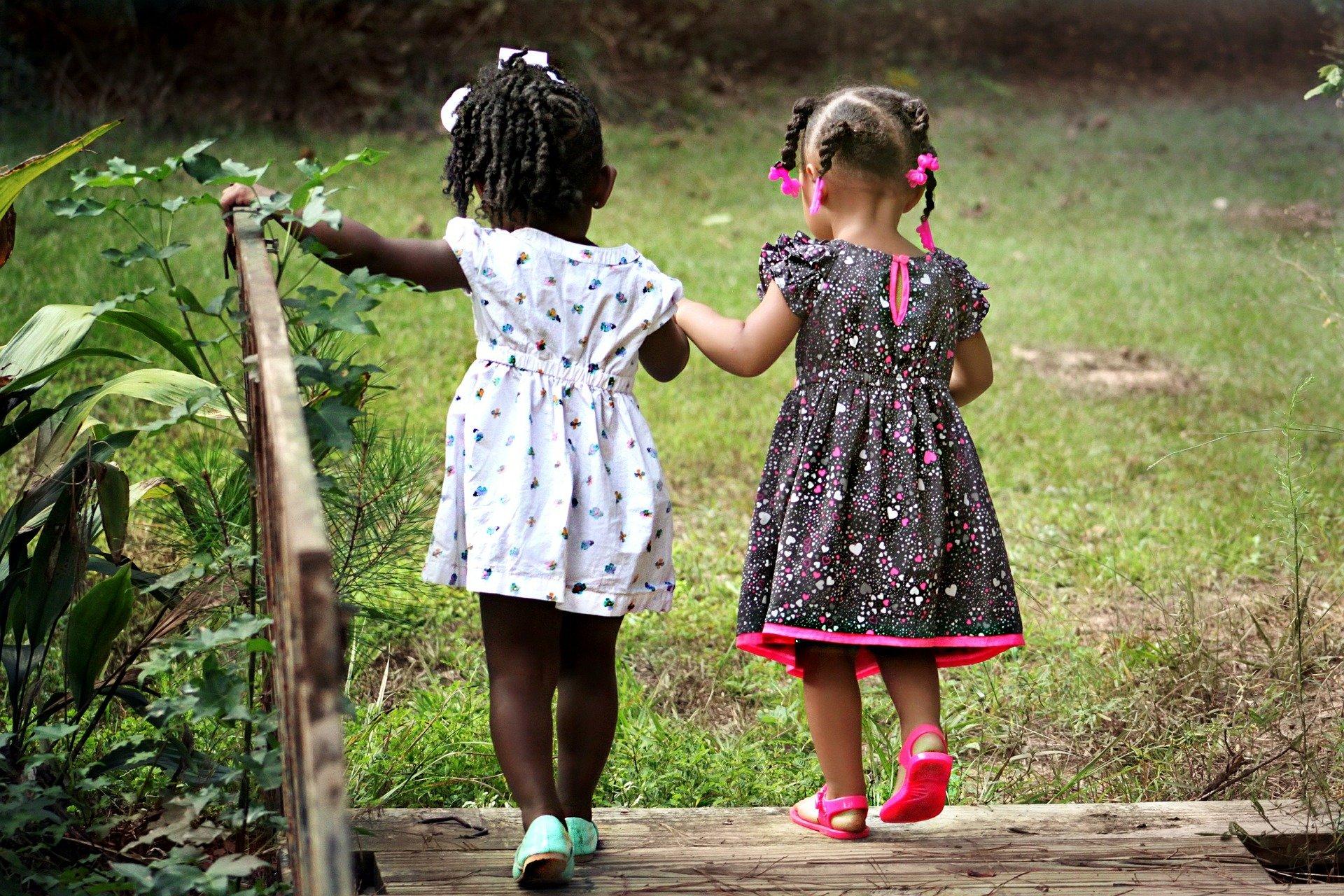 Dos niñas caminan de la mano.. Imagen de Cheryl Holt en Pixabay 