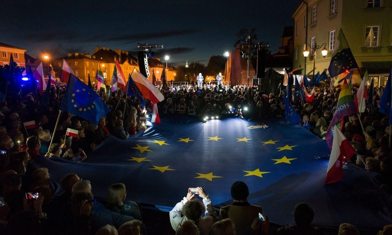 Protestas en Varsovia por la permanencia de Polonia en la UE. EP