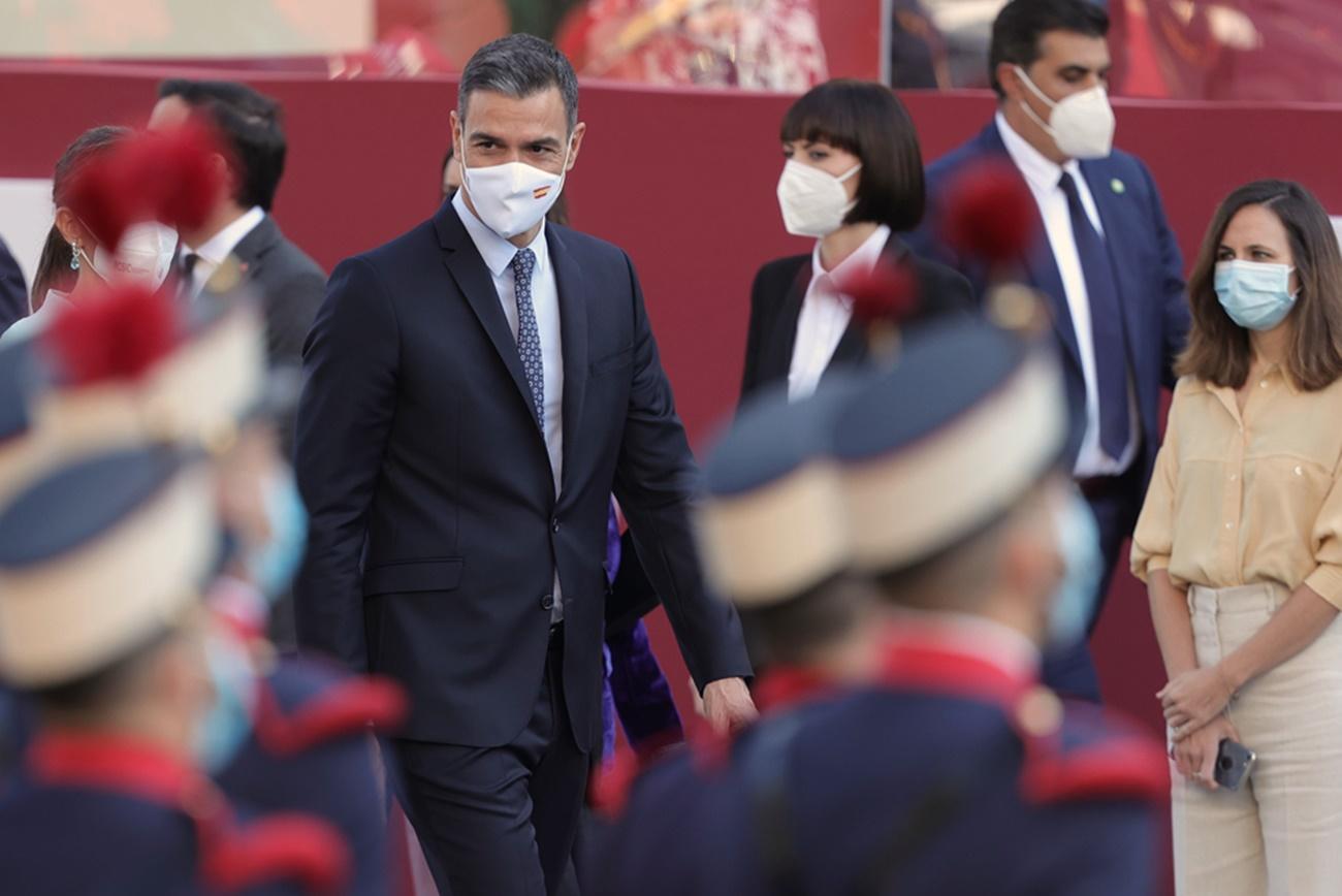 Pedro Sánchez en el desfile militar del 12 de octubre de 2021