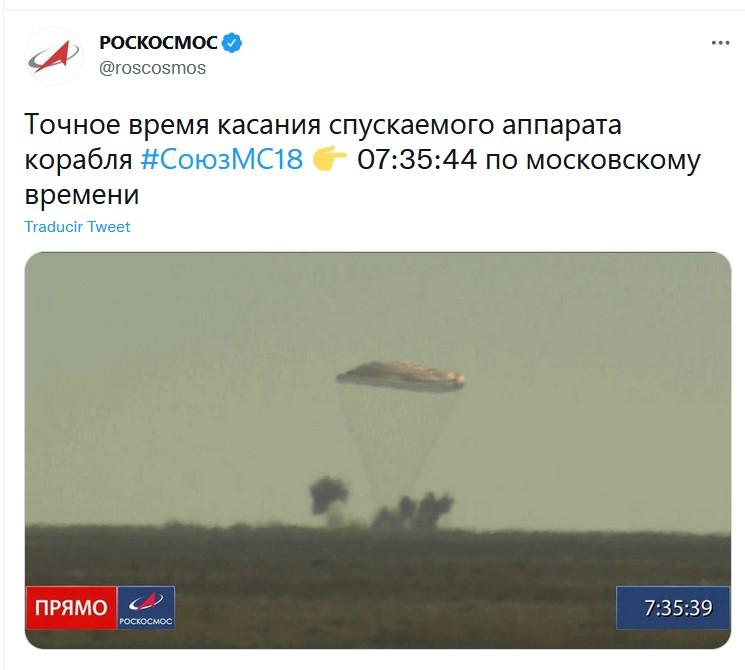 Twitter de la cuenta oficial de Roscosmos