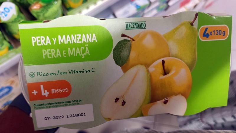 Puré de manzana y pera