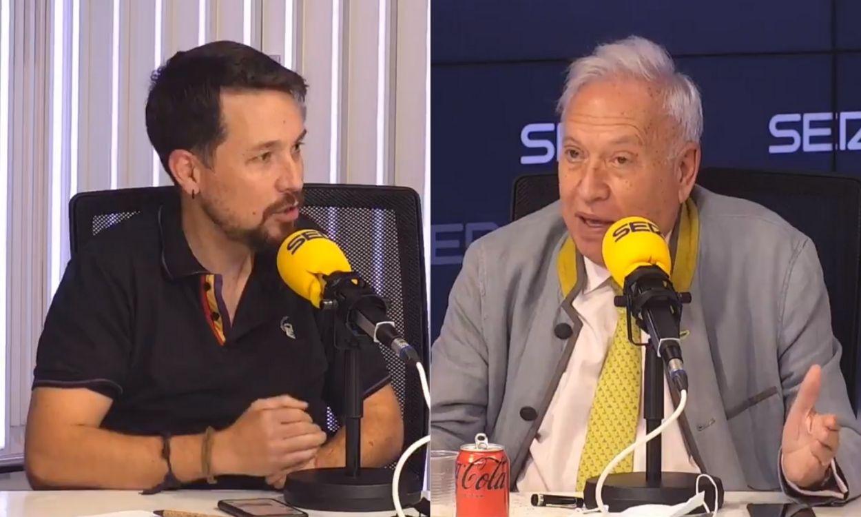 Pablo Iglesias y José Manuel García Margallo en 'Hora 25'. Cadena SER.