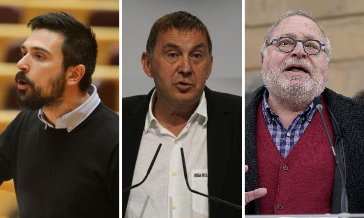 Ramón Espinar, Arnaldo Otegi y Fernando Savater