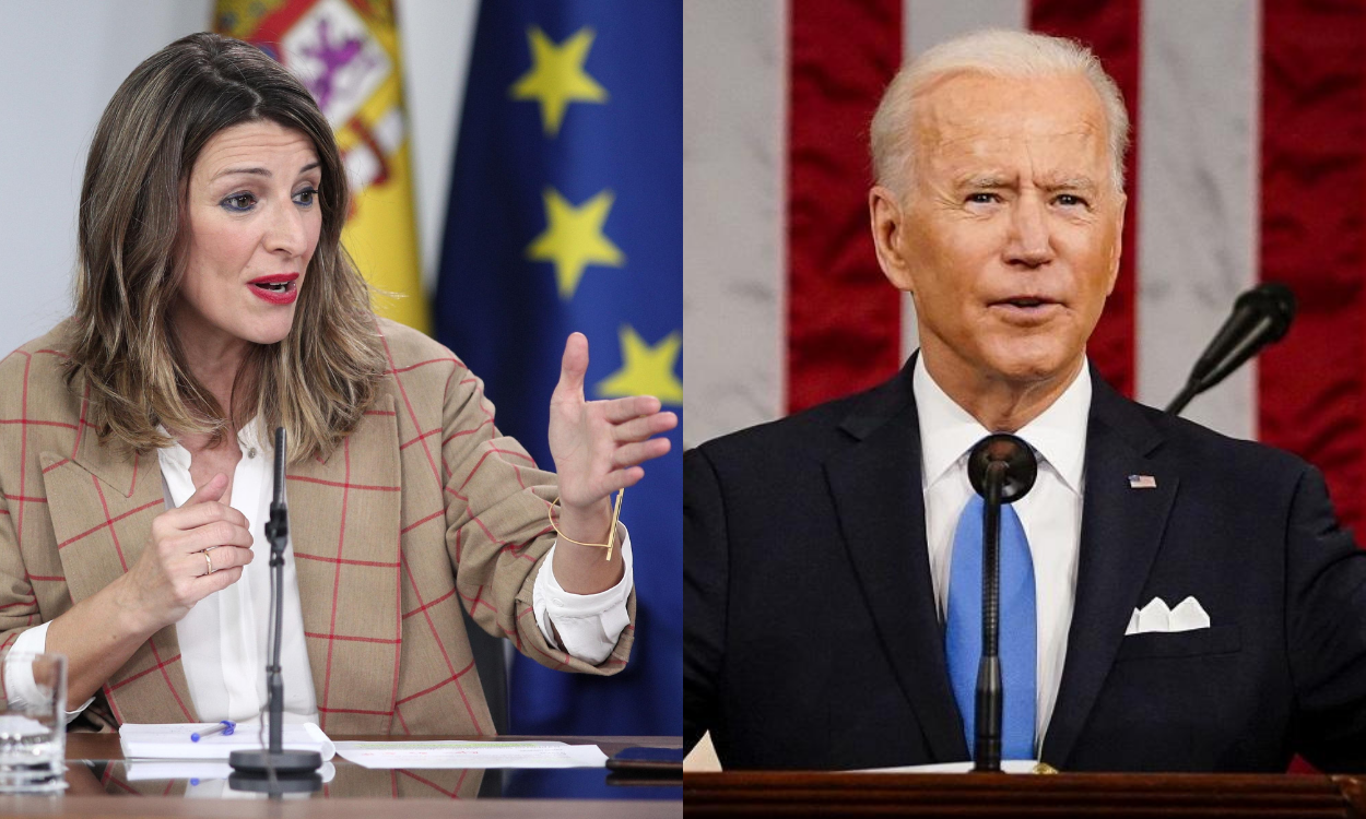 Fotomontaje con imágenes de Joe Biden y Yolanda Díaz