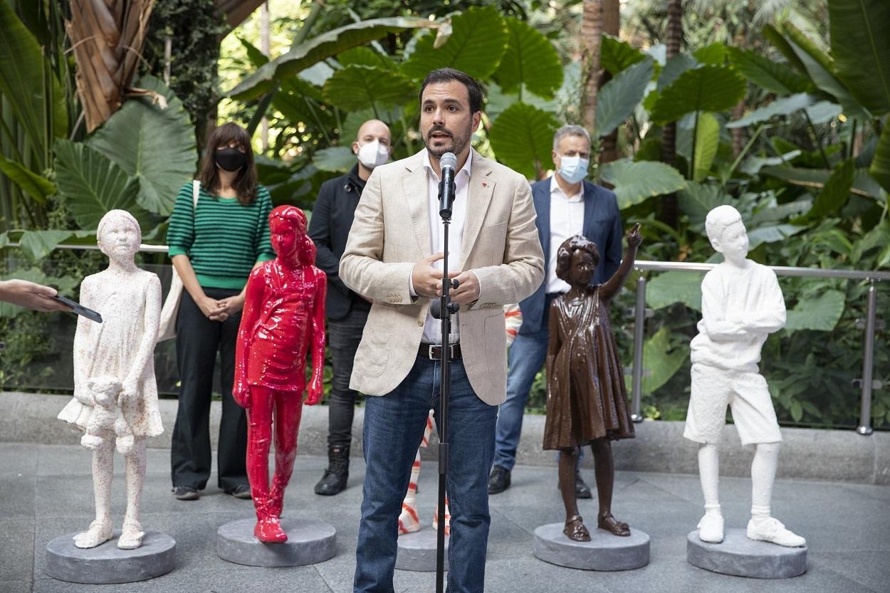 El ministro de Consumo, Alberto Garzón, presenta 'Hijos del azúcar' para concienciar a los padres sobre los efectos de la obesidad en menores. Fuente: Europa Press.