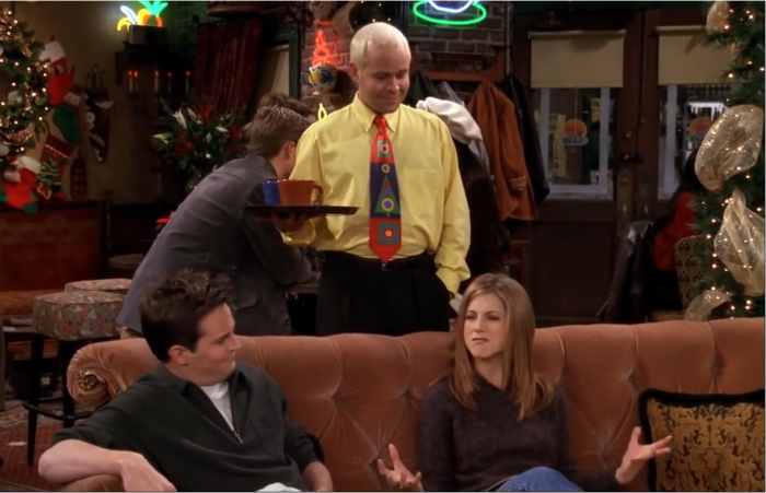 James Michael Tyler, interpretando a Gunther junto a Rachel y Chandler en Friends.