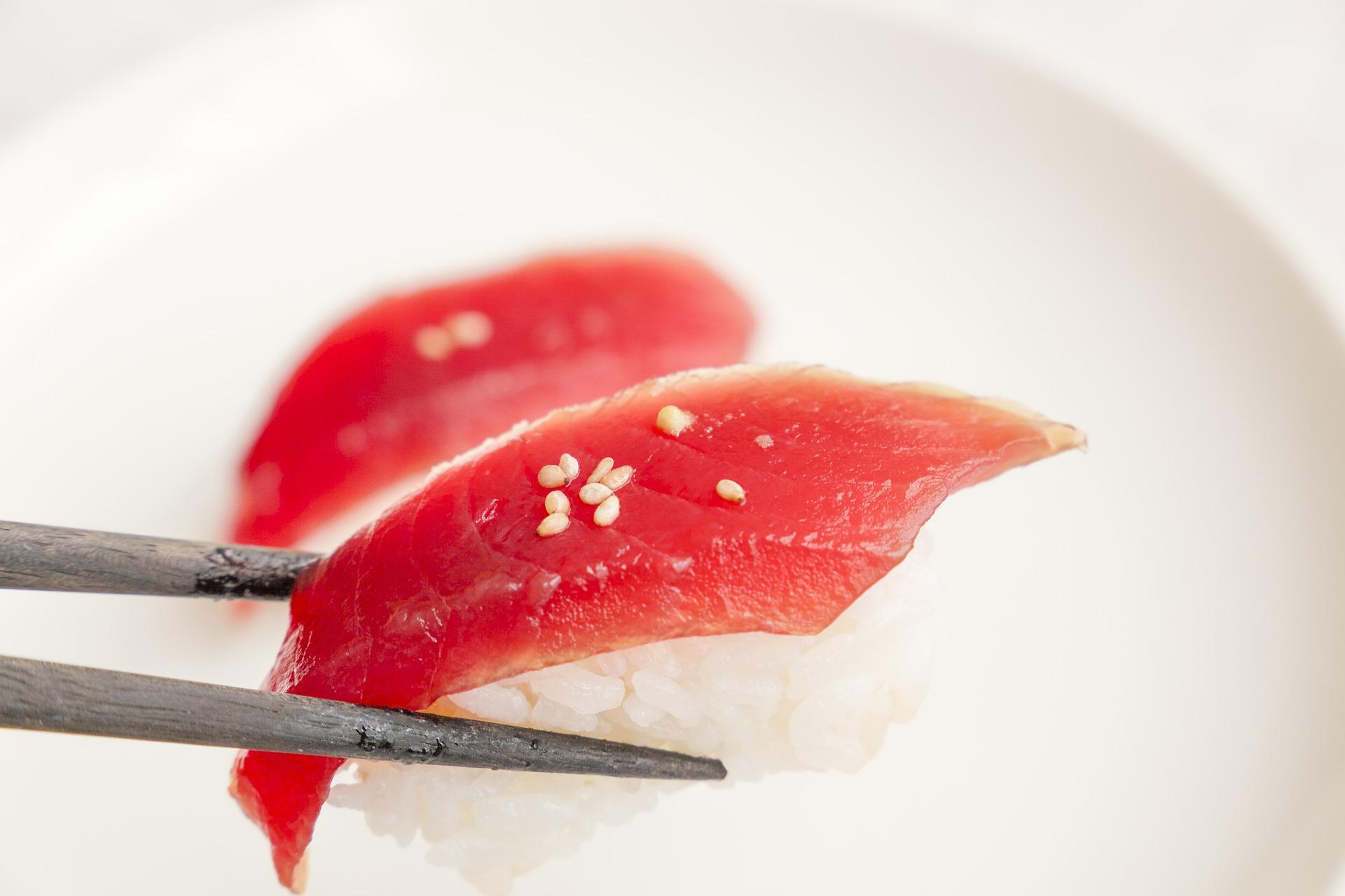 Dos piezas de sushi de atún rojo. PIXABAY