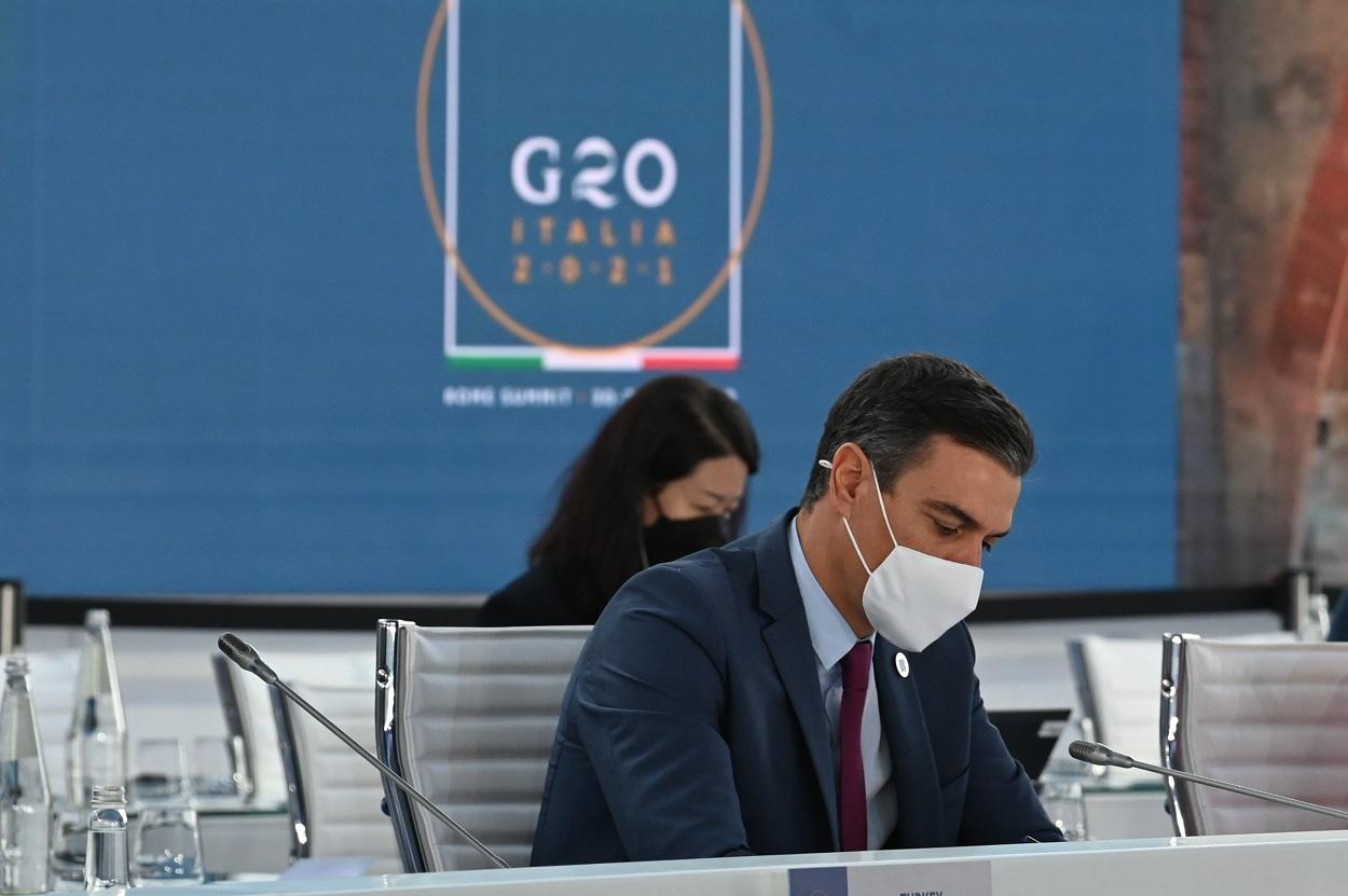 El presidente del Gobierno de España, Pedro Sánchez en la segunda jornada de la cumbre del G20. Fuente: Europa Press.
