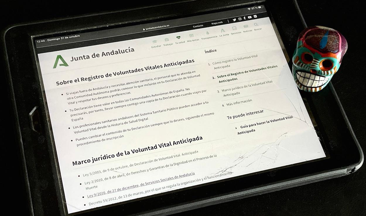 Web sobre la voluntad vital de la Junta de Andalucía. EDUARDO TRÍAS