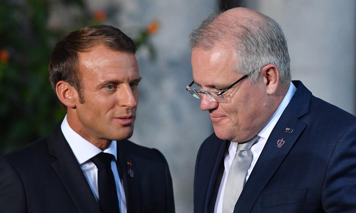 Enmanuel Macron y Scott Morrison, presidentes de Francia y Australia, respectivamente, en 2019. EP