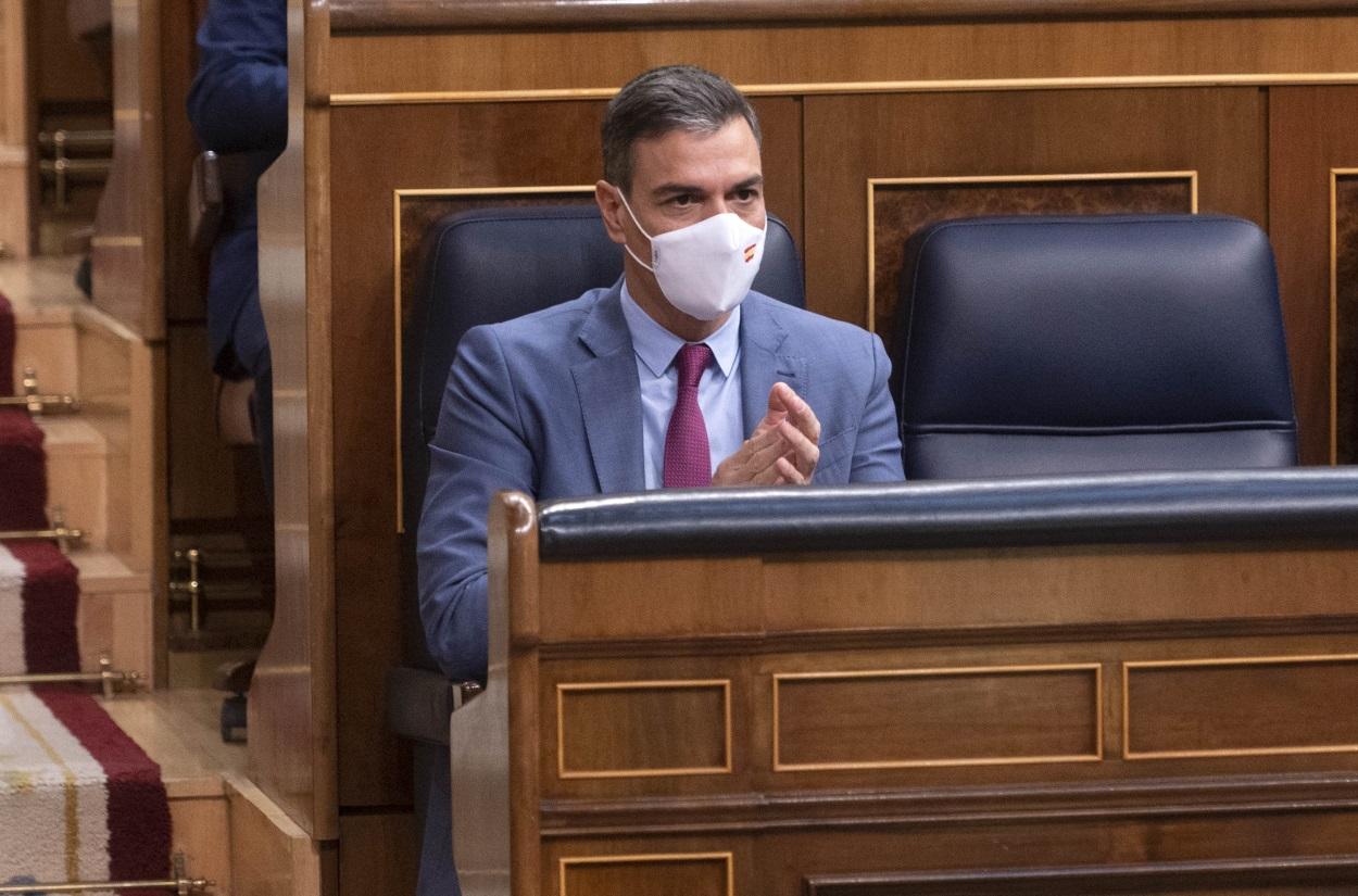 El presidente del Gobierno, Pedro Sánchez, en una sesión plenaria en el Congreso de los Diputados