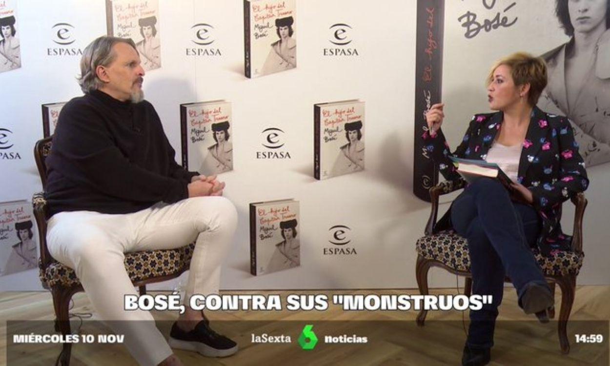 Miguel Bosé en su entrevista con Cristina Pardo en 'Más vale tarde'. La Sexta.