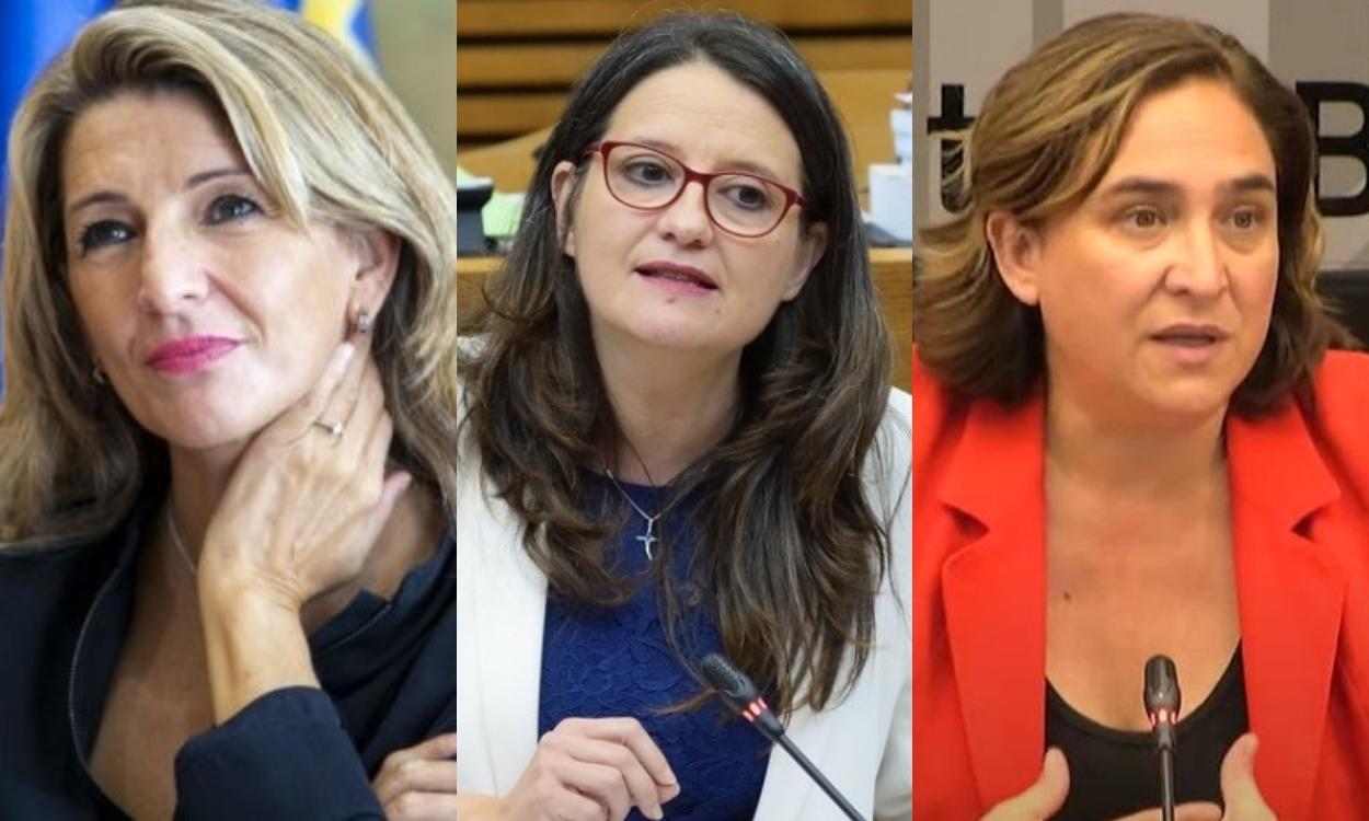 Yolanda Díaz, Mónica Oltra y Ada Colau. Elaboración propia