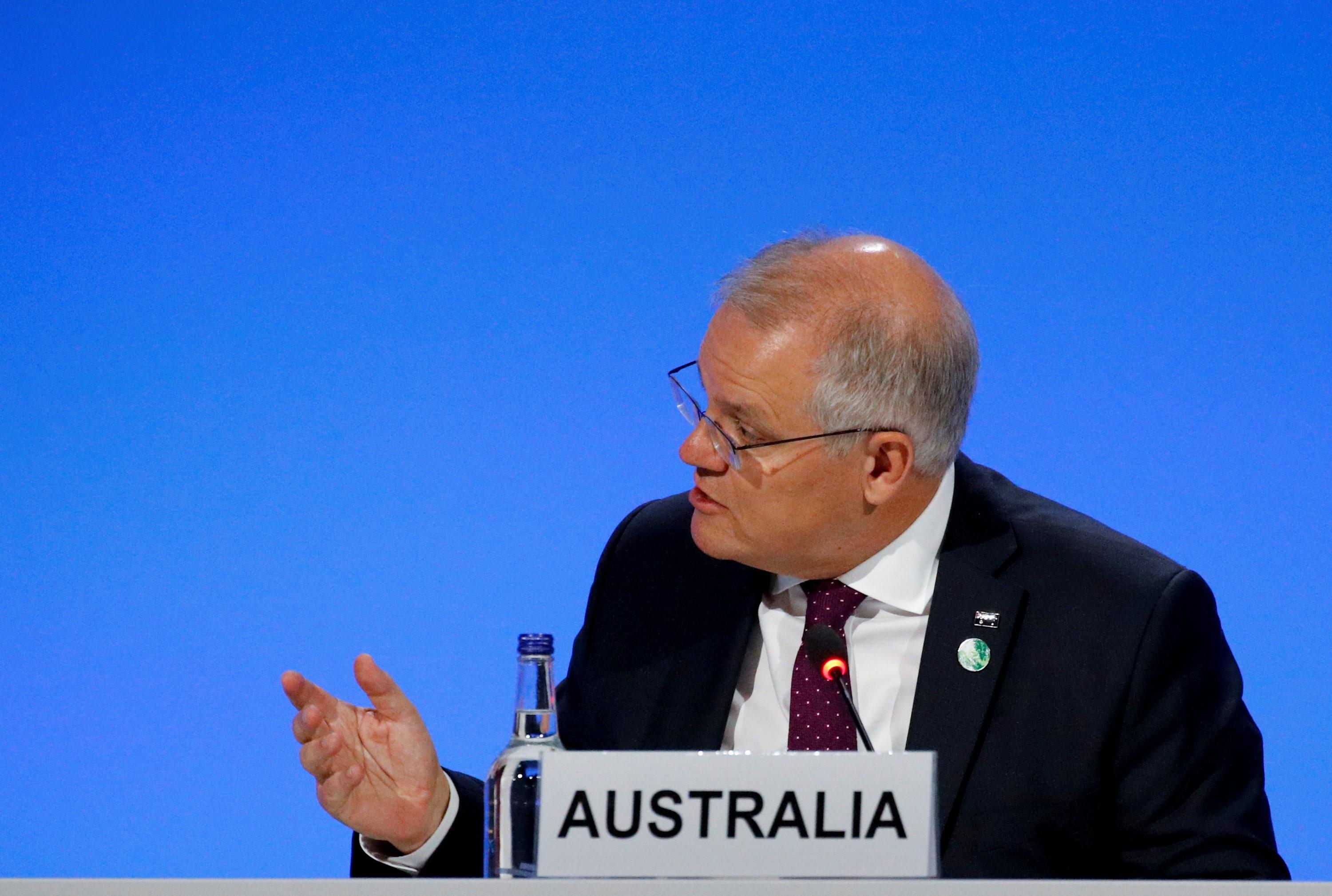 El primer ministro de Australia, Scott Morrison, en la Cumbre del Clima en Glasgow.