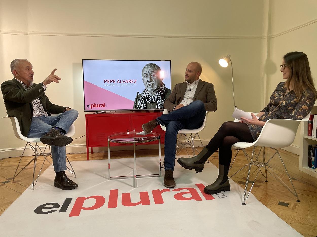 Pepe Álvarez, secretario general de UGT, durante un momento de la entrevista