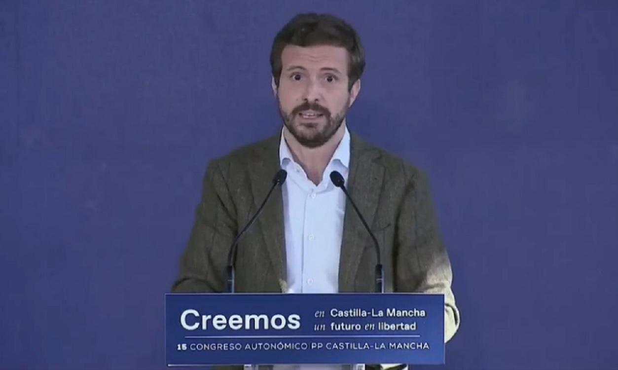 Pablo Casado, durante el Congreso regional del PP de Castilla La Mancha. PP