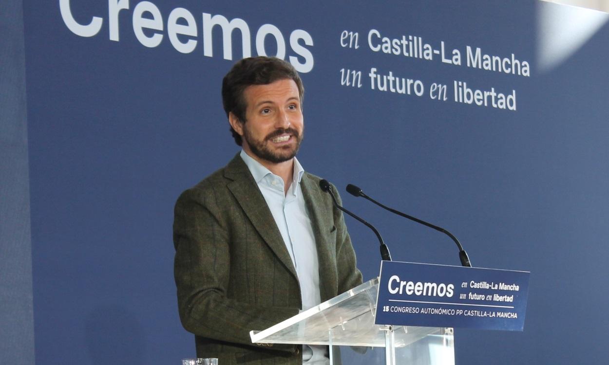 El presidente del PP, Pablo Casado, clausura la XV Congreso del PP de Castilla  La Mancha, a 14 de noviembre de 2021