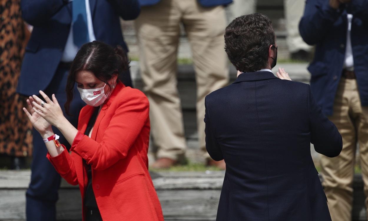 La presidenta de la Comunidad de Madrid, Isabel Díaz Ayuso, junto al líder del PP, Pablo Casado. EP