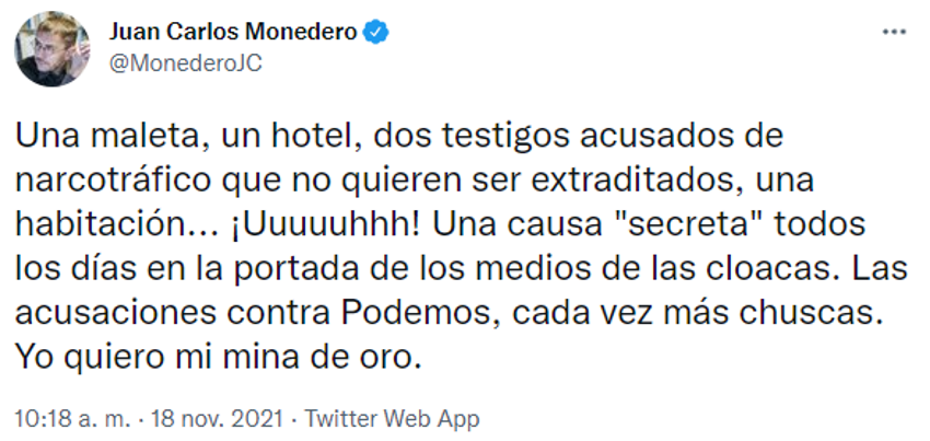 Tuit de Juan Carlos Monedero Tuit de Juan Carlos Monedero