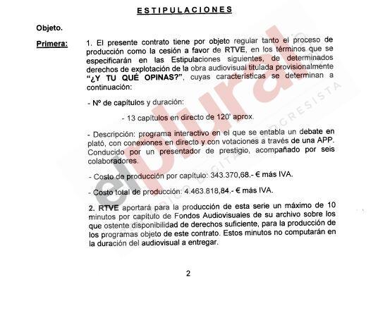 Captura del contrato de TVE con la productora del programa de Carlos Herrera. (1)