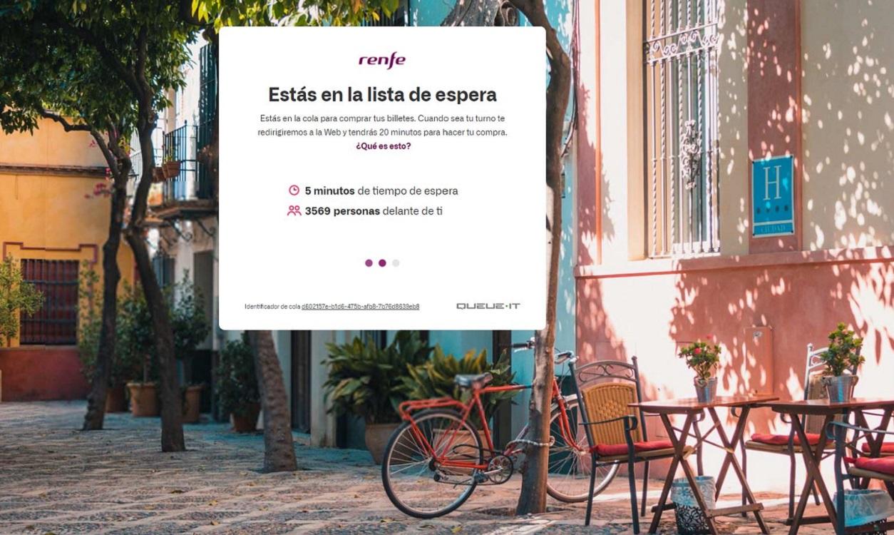 Captura de la web de Renfe en lista de espera