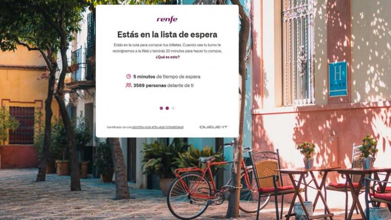 Captura de la web de Renfe en lista de espera