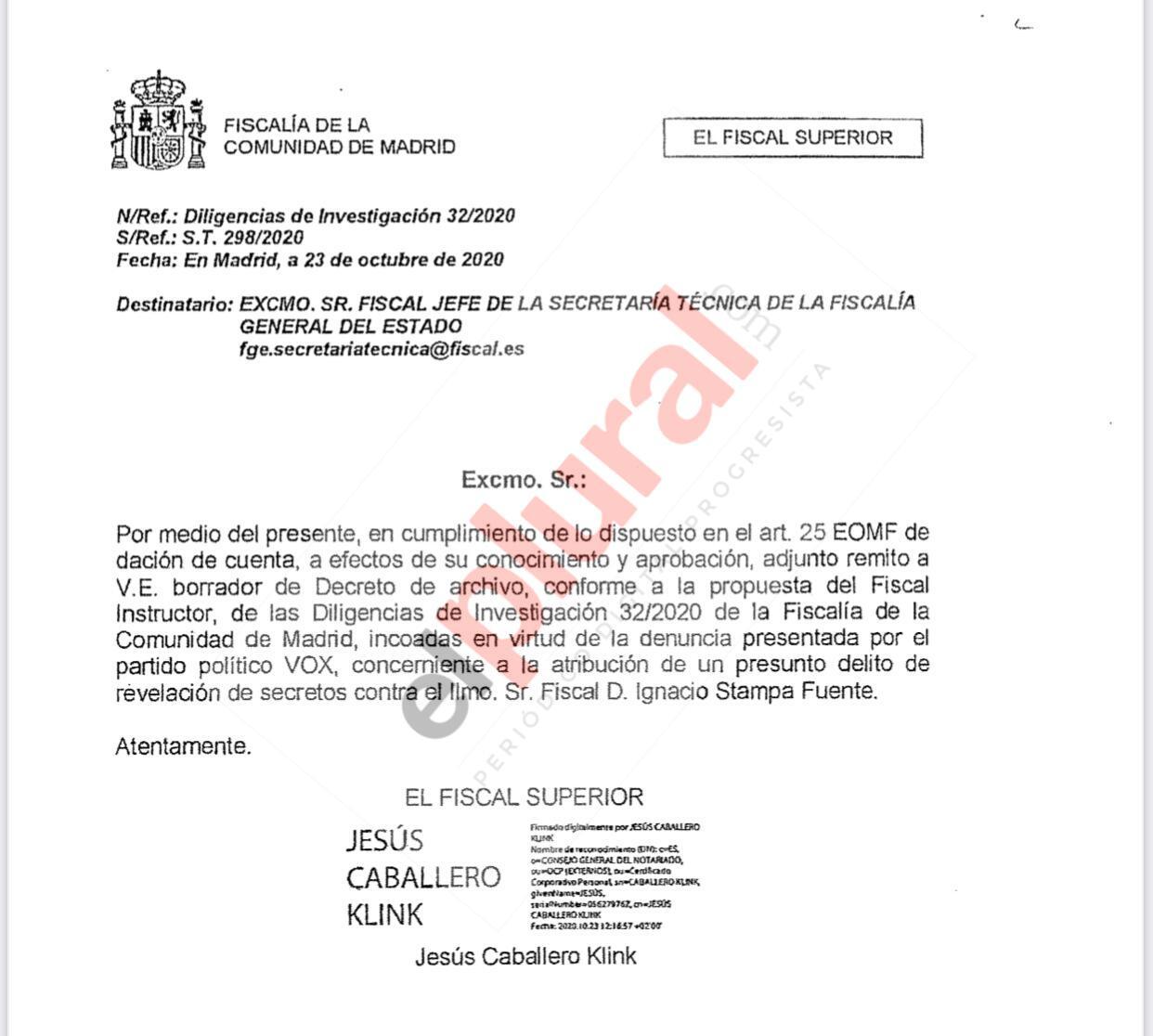 La mano derecha de Dolores Delgado dilató la investigación al fiscal Stampa pese a la petición de archivo La mano derecha de Dolores Delgado dilató la investigación al fiscal Stampa pese a la petición de archivo