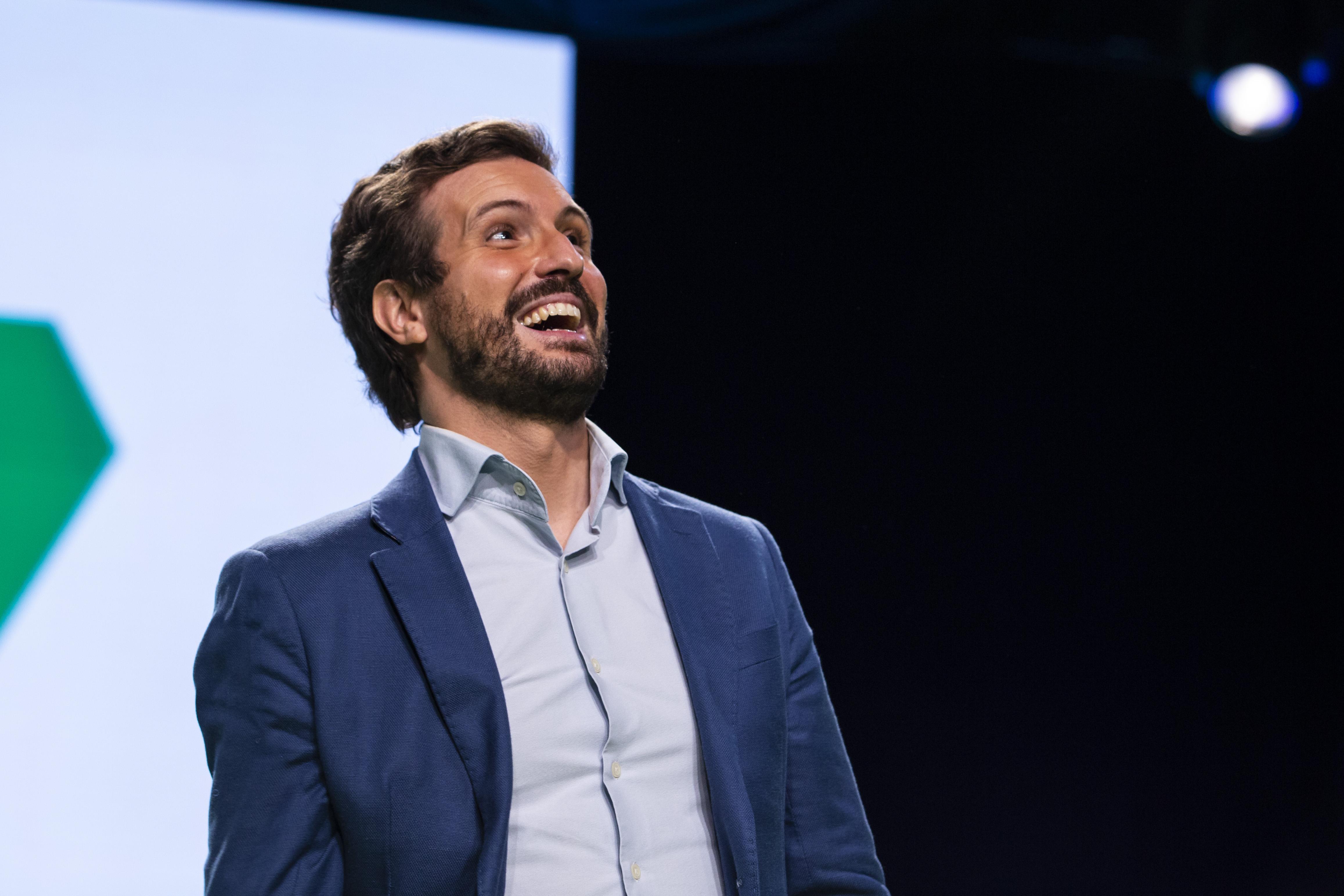 El presidente del PP nacional, Pablo Casado, durante su intervención en la clausura del XVI Congreso Autonómico del PP de Andalucía.