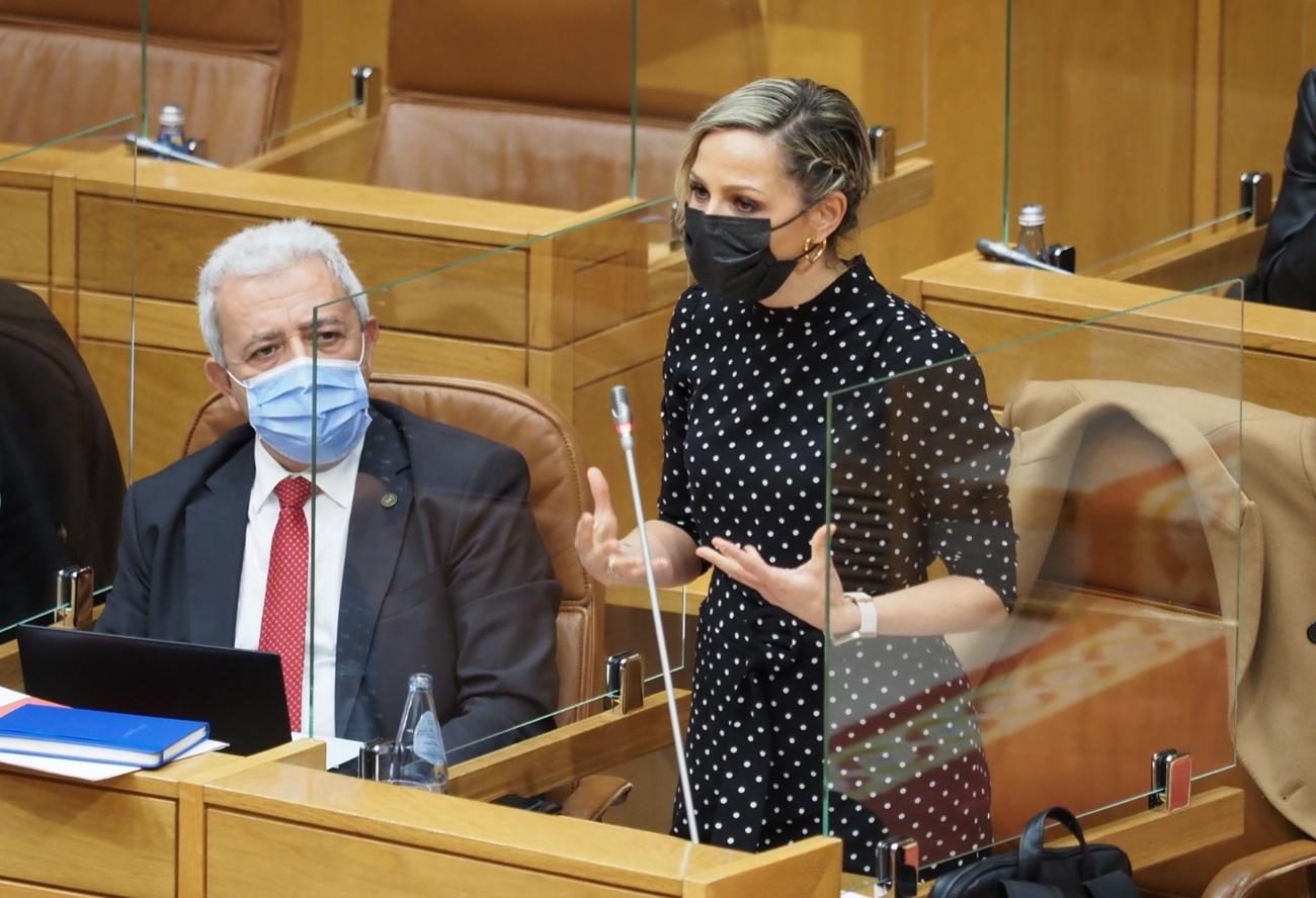 Momento de la intervención este miércoles de Noelia Otero en el Parlamento de Galicia (Foto: PSdeG).