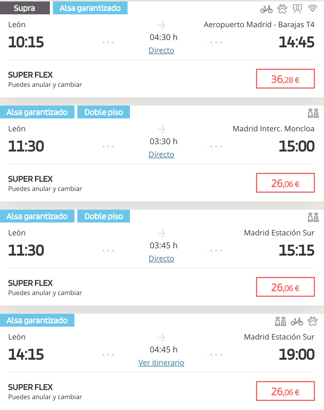 Viaje de León a Madrid en autobús el sábado 27 de noviembre de 2021. EP
