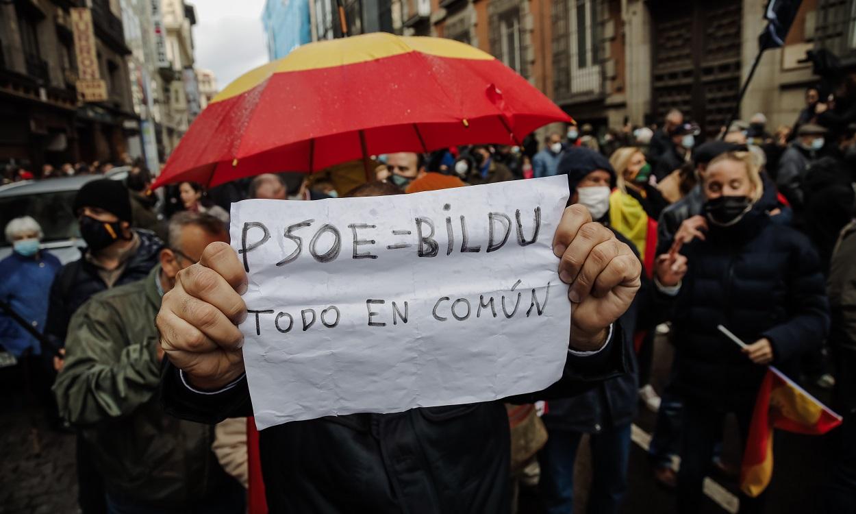 Manifestante en la protesta de la Policía contra la reforma de la Ley Mordaza. EP