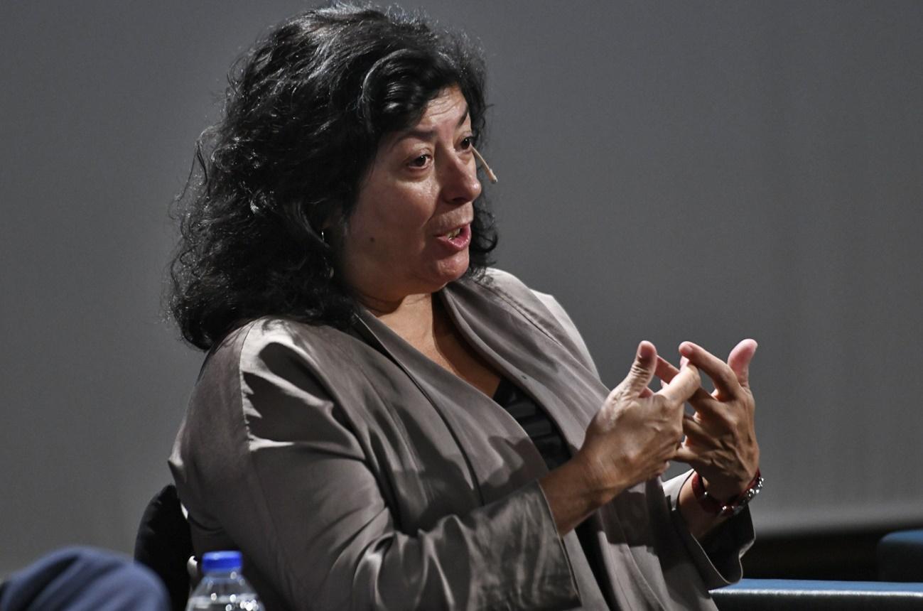 Almudena Grandes durante la presentación del libro ` Derecho Penal Franquista y represión de la homosexualidad´ en octubre de 2019