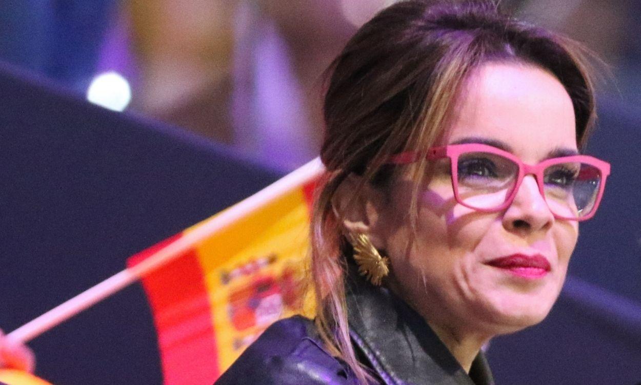 La presentadora Carme Chaparro durante la sexta jornada de la Copa Davis de tenis celebrada en Madrid a 23 de Noviembre 2019